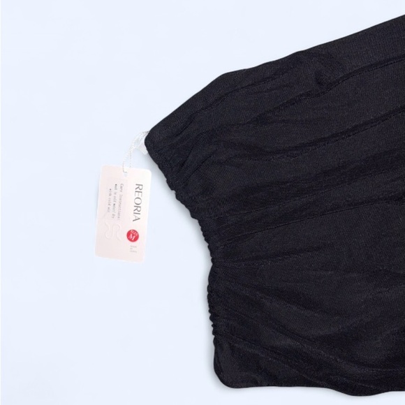 REORIA Women’s Sheer Black Tube Double Lined Y2K Crop Top Strapless - Size Med - Picture 5 of 11